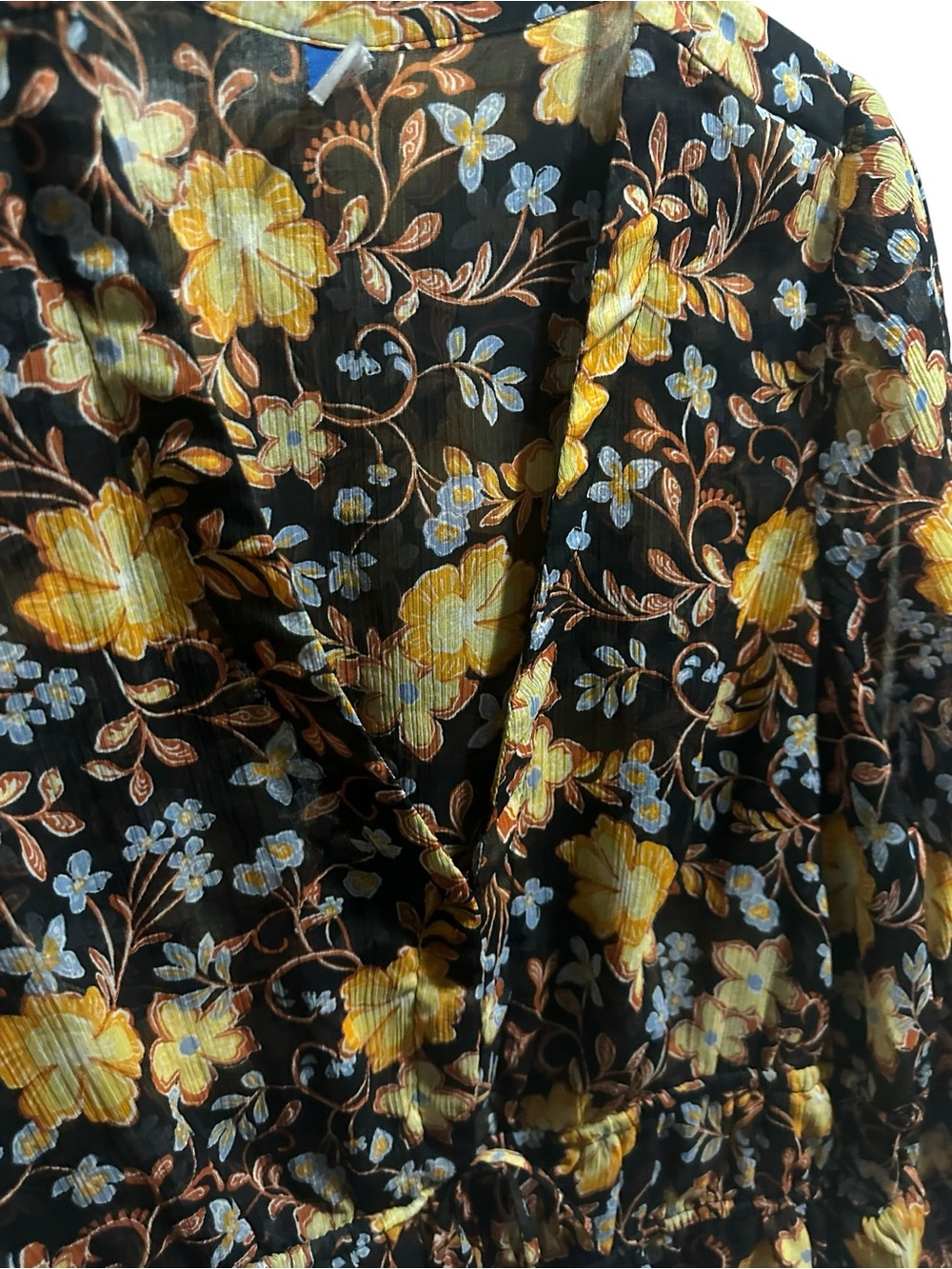 Old Navy Women’s Black Floral Deep V-Neck Peplum Blouse size 2X - Picture 6 of 7